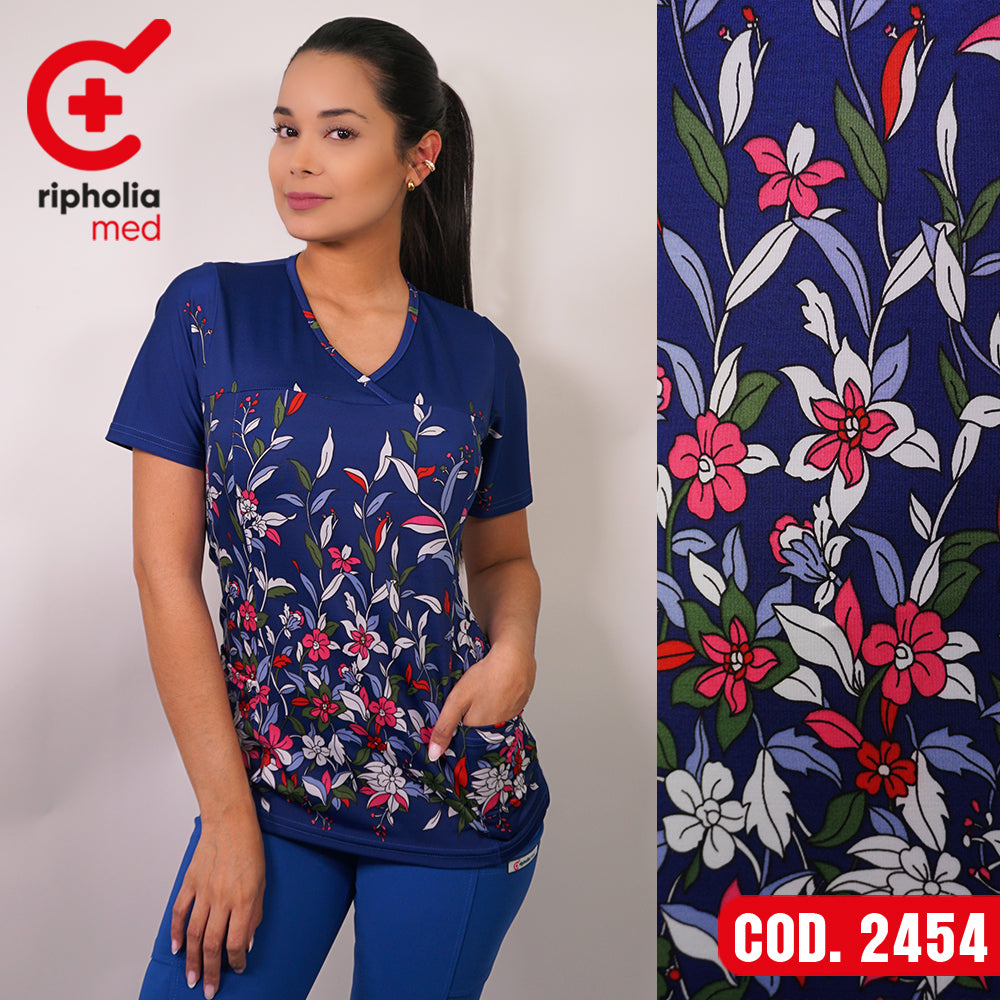 Delantal Elasticado Estampado Azul Rey