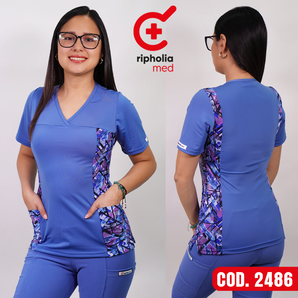 Delantal Elasticado Celeste con Aplicación