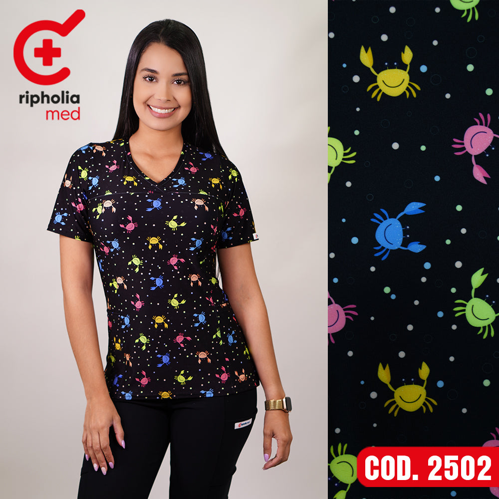 Delantal Elasticado Estampado Negro