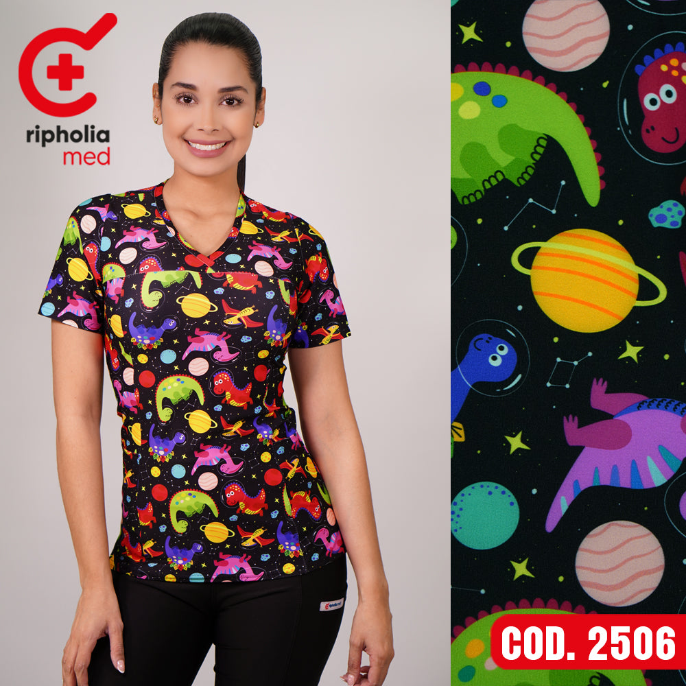 Delantal Elasticado Estampado Negro