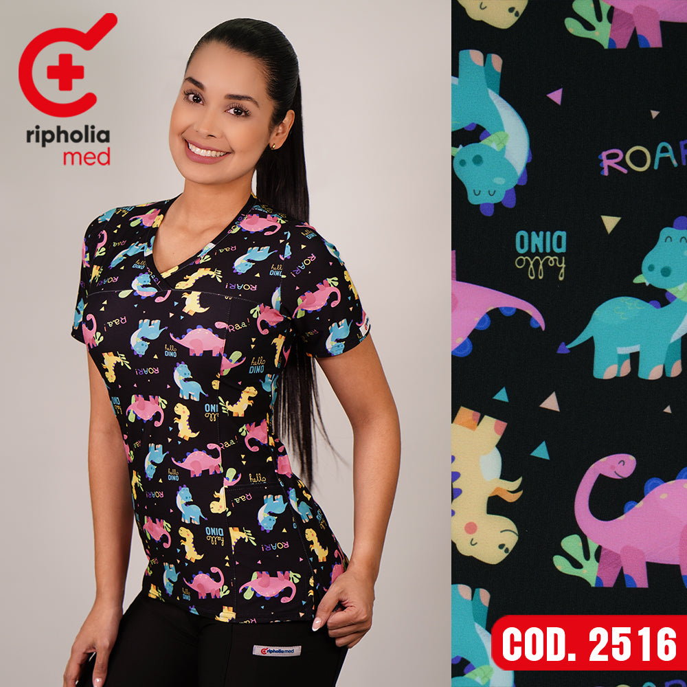 Delantal Elasticado Estampado Negro