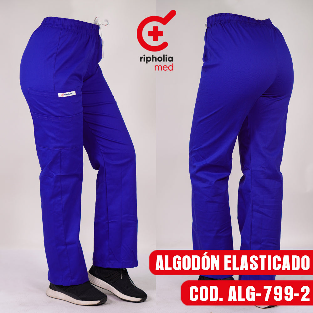 Pantalón Recto Algodón Azul Rey