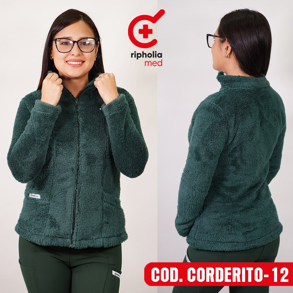 Polerón Corderito Verde Botella