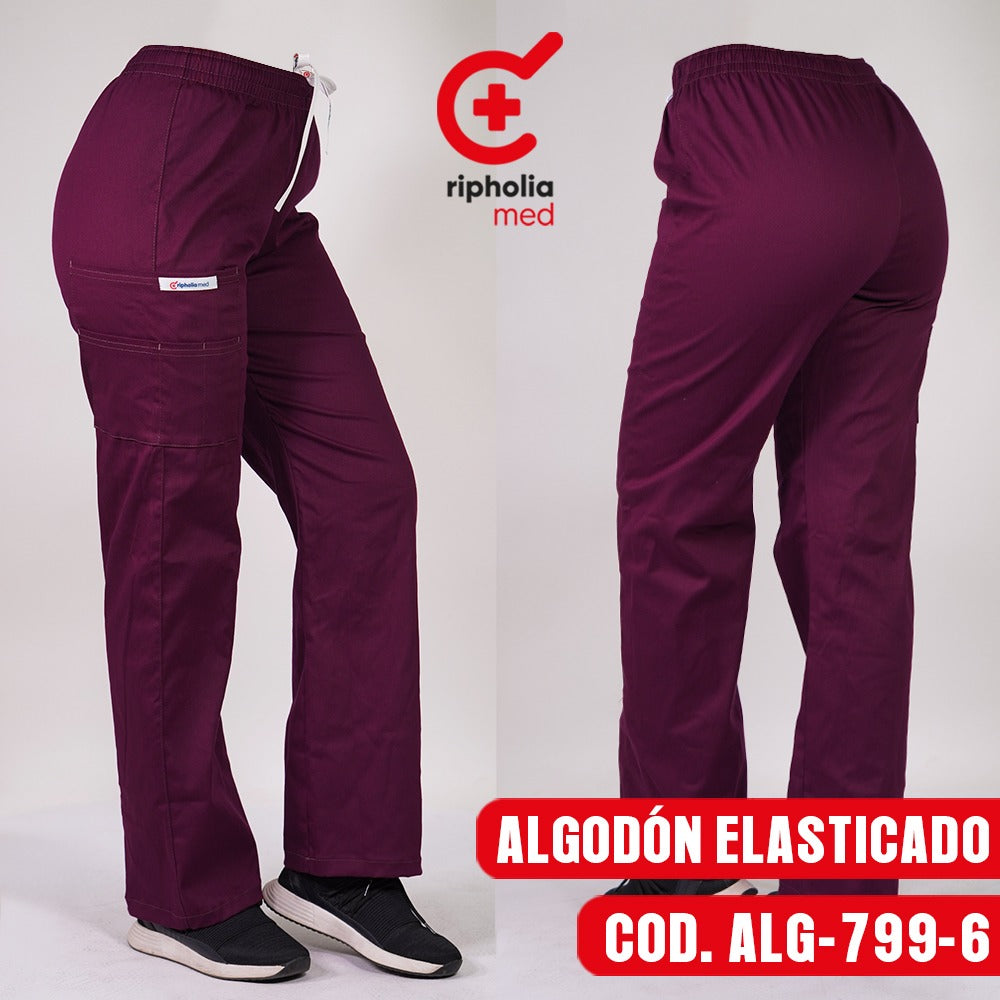 Pantalón Recto Algodón Burdeo