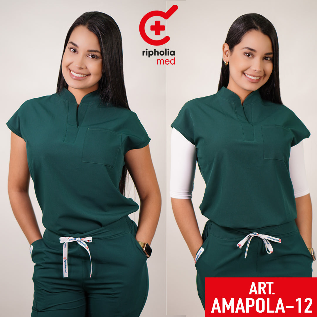 Delantal Antifluido Amapola Verde Botella