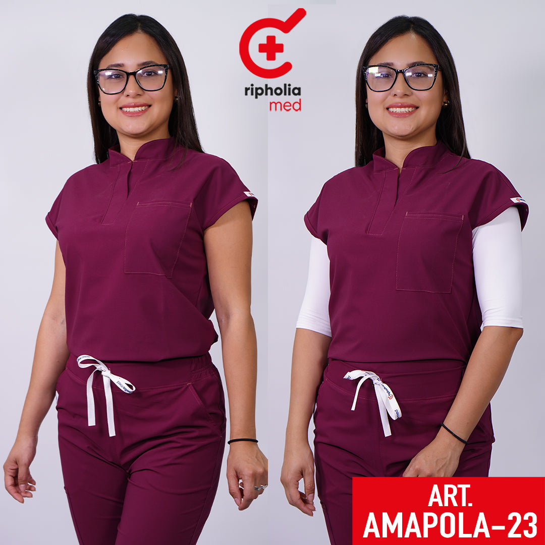 Delantal Antifluido Amapola Berenjena