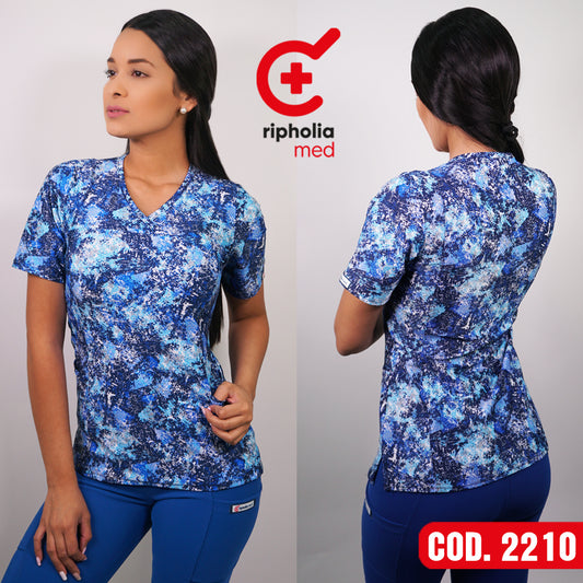 Delantal Elasticado Estampado Azul Rey