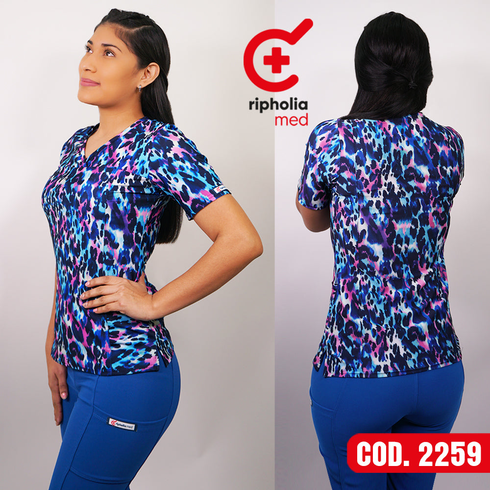 Delantal Elasticado Estampado Azul Rey