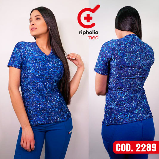 Delantal Elasticado Estampado Azul Rey