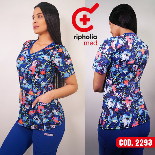 Delantal Elasticado Estampado Azul Rey