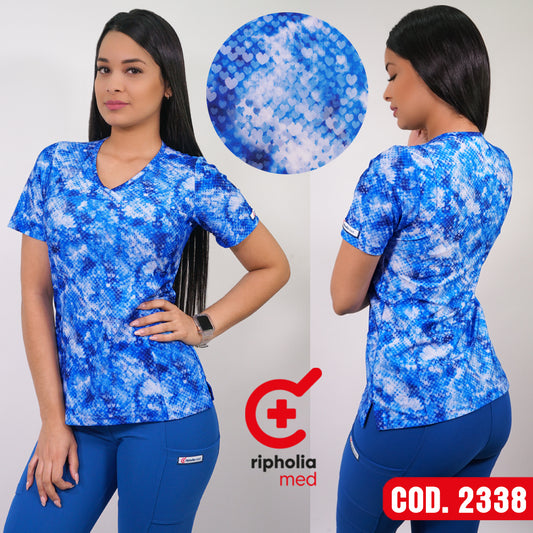 Delantal Elasticado Estampado Azul Rey