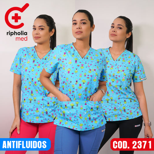 Delantal Estampado Antifluidos Celeste