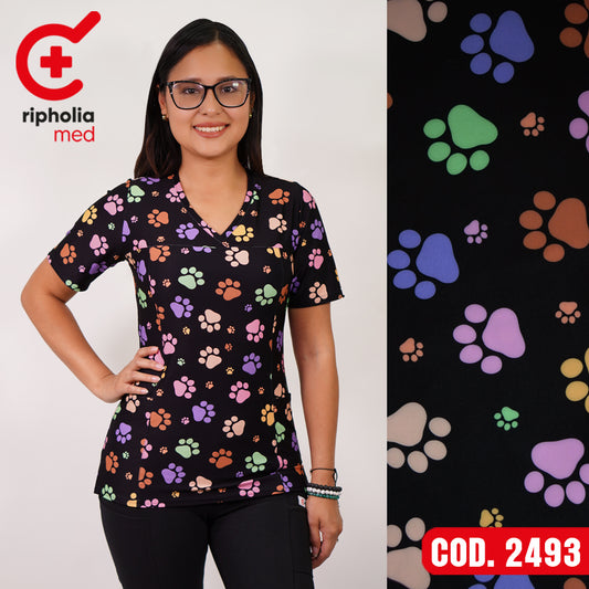 Delantal Elasticado Estampado Negro