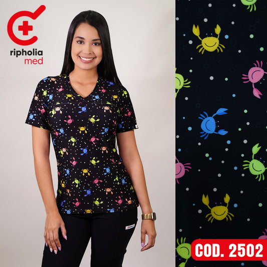 Delantal Elasticado Estampado Negro