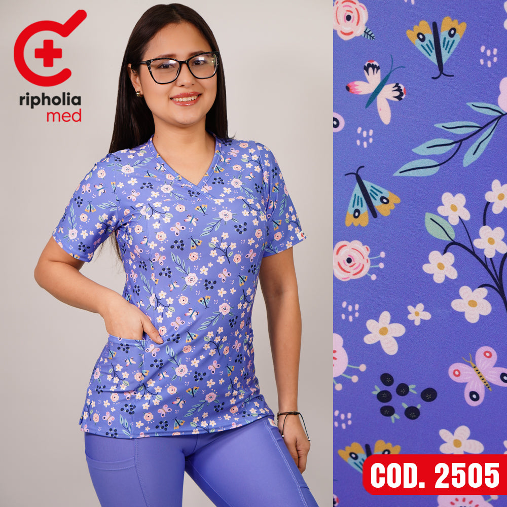 Delantal Elasticado Estampado Celeste