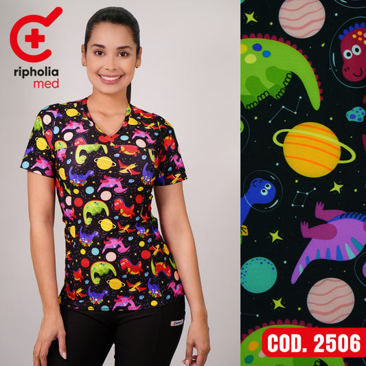 Delantal Elasticado Estampado Negro