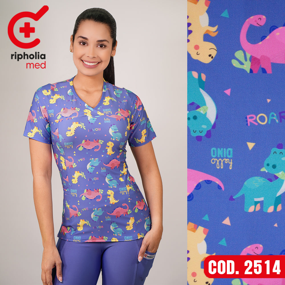 Delantal Elasticado Estampado Celeste