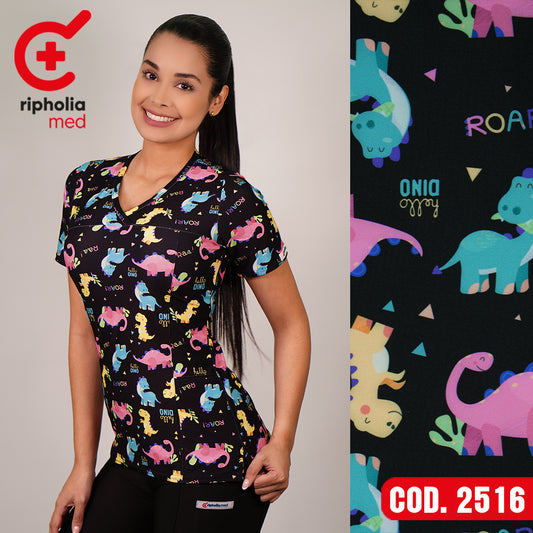 Delantal Elasticado Estampado Negro