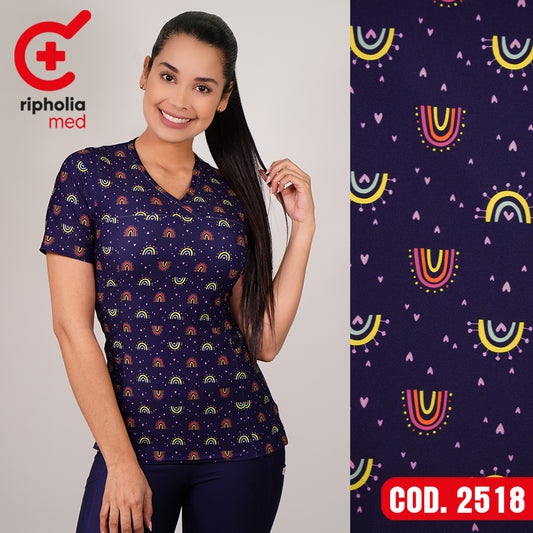 Delantal Elasticado Estampado Azul Marino