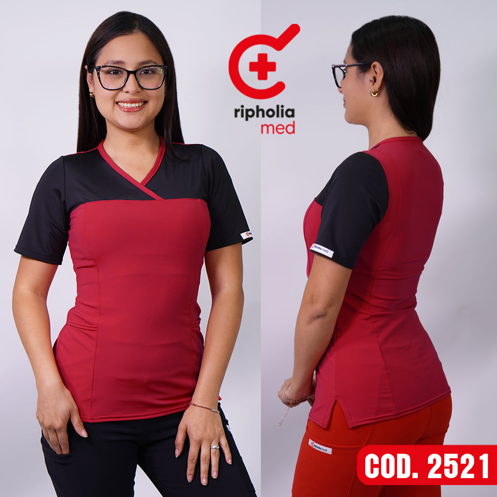 Delantal Elasticado Negro y Rojo