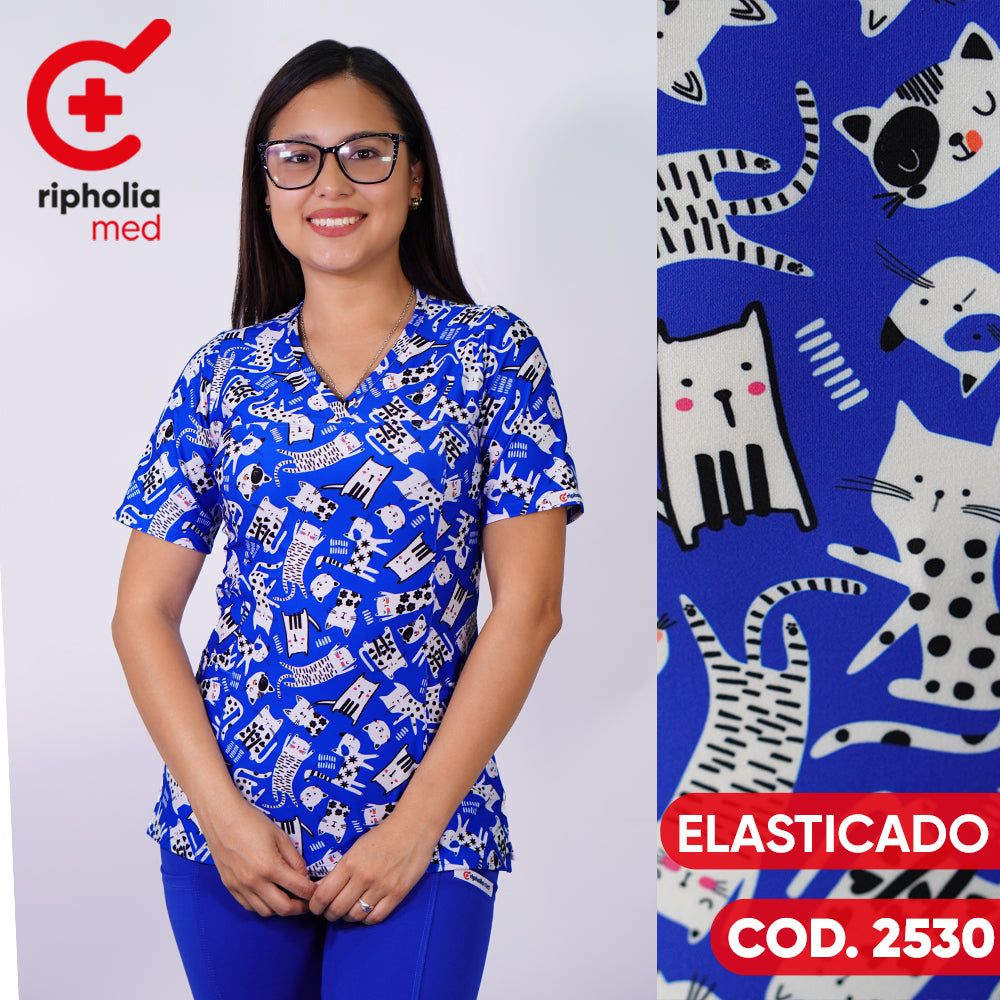 Delantal Elasticado Azul Rey. Cod: 2530