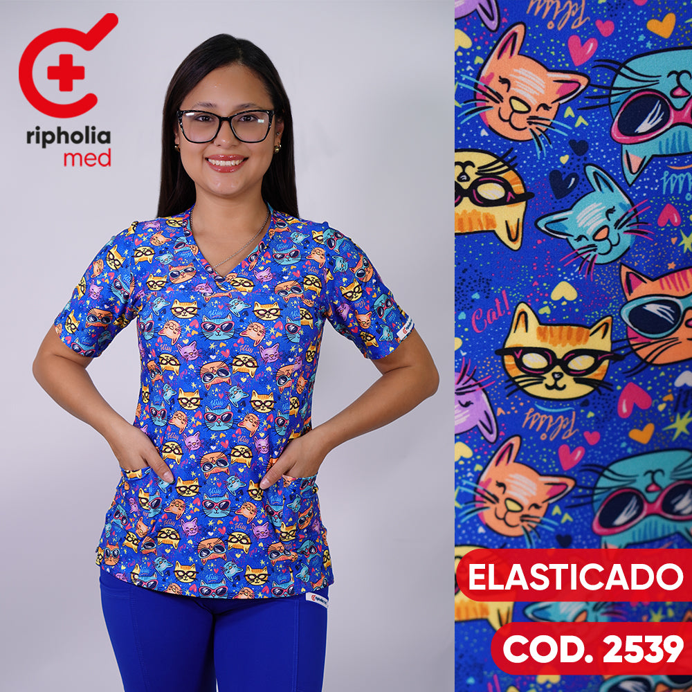 Delantal Elasticado Azul Rey. Cod: 2539