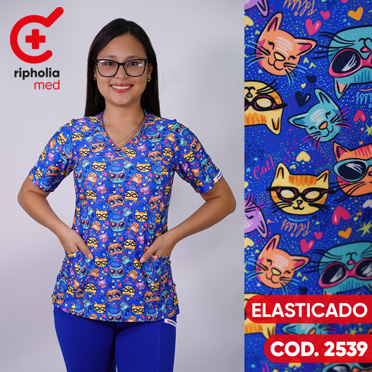 Delantal Elasticado Azul Rey. Cod: 2539