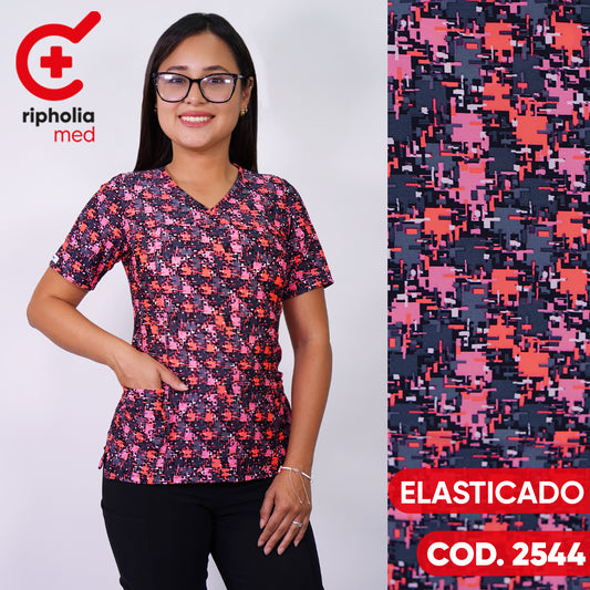Delantal Elasticado Negro / Rosado