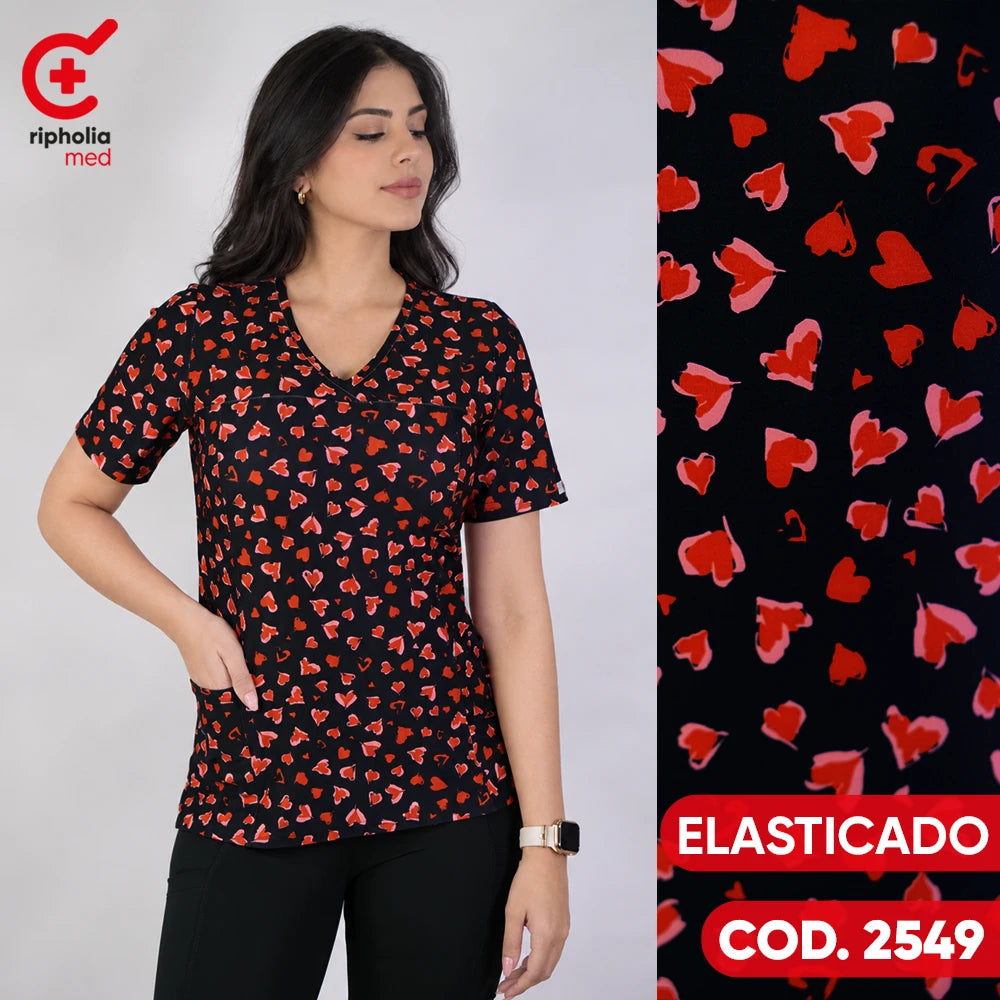 Delantal Elasticado Estampado Negro cod. 2549