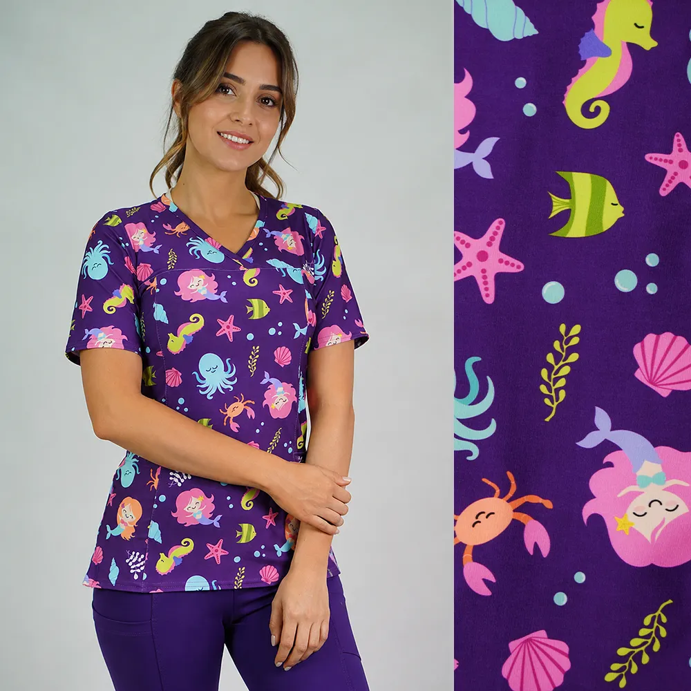 Delantal Elasticado Estampado Morado cod. 2550