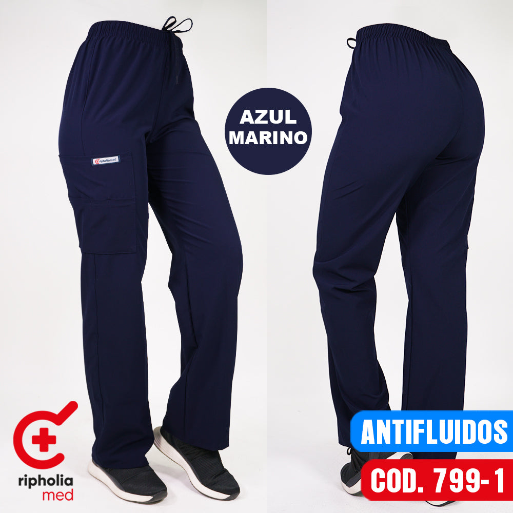 Pantalón Recto Antifluidos Azul Marino