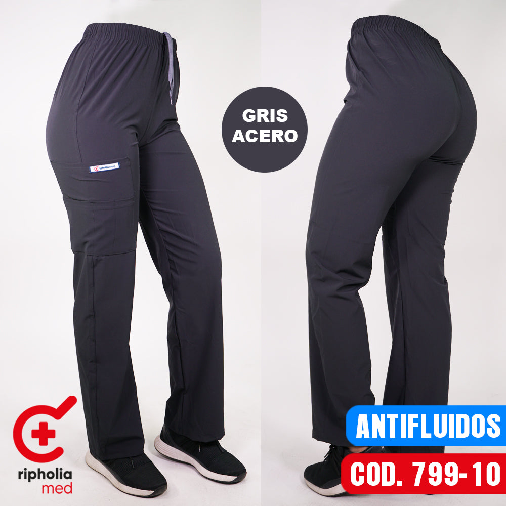 Pantalón Recto Antifluidos Gris Acero