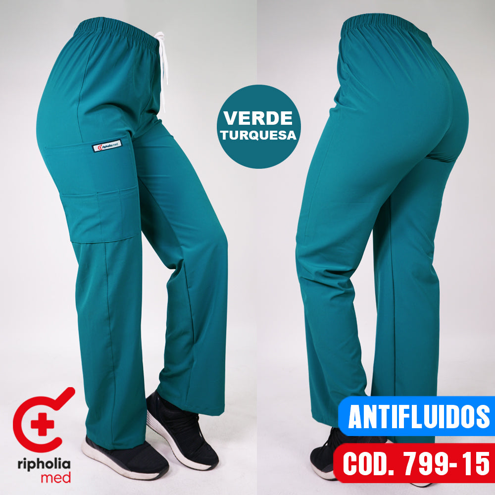 Pantalón Recto Antifluidos Verde Turquesa