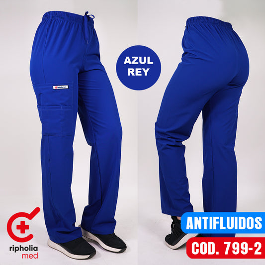 Pantalón Recto Antifluidos Azul Rey