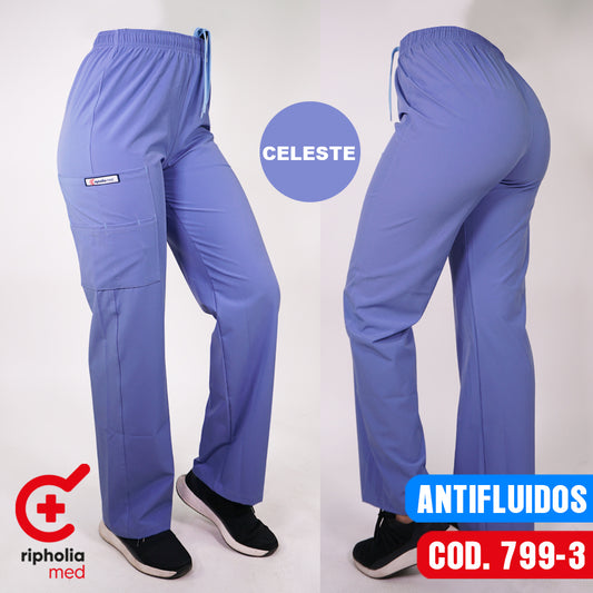 Pantalón Recto Antifluidos Celeste