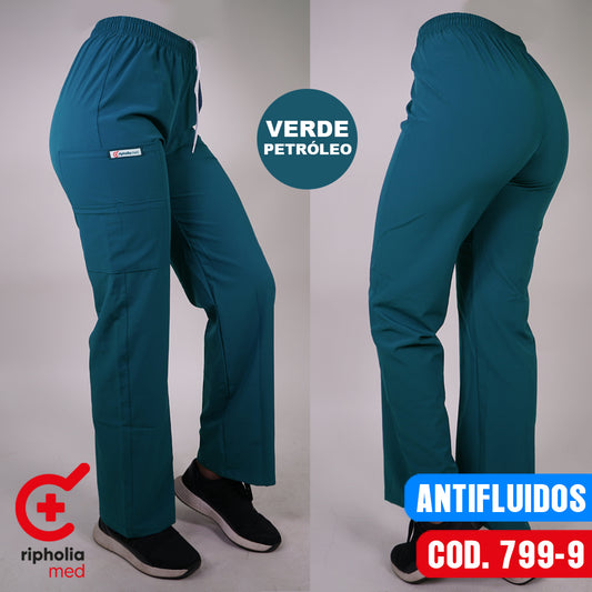 Pantalón Recto Antifluidos Verde Petróleo