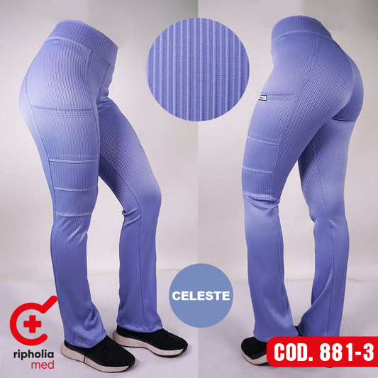 Pantalón RIB Elasticado - Celeste