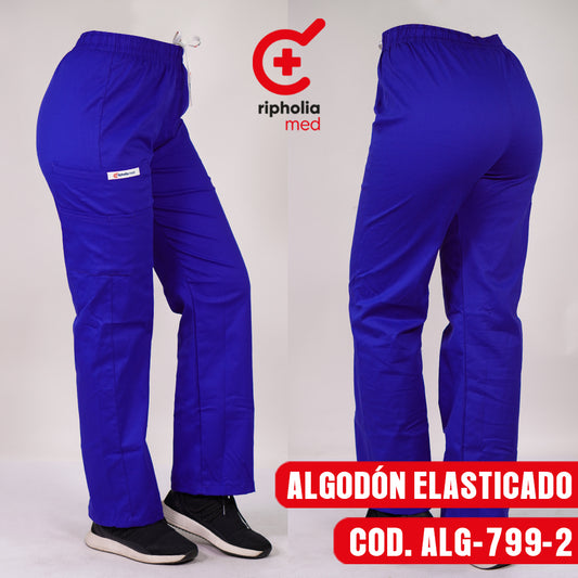 Pantalón Recto Algodón Azul Rey