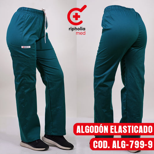 Pantalón Recto Algodón Verde Petróleo