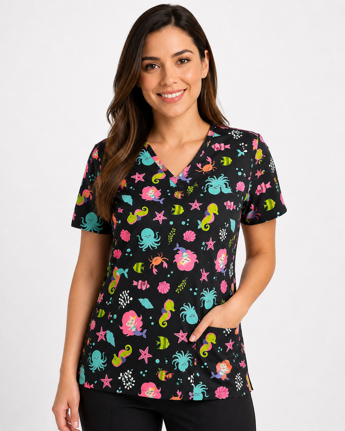 Delantal Elasticado Estampado Negro cod. 2559
