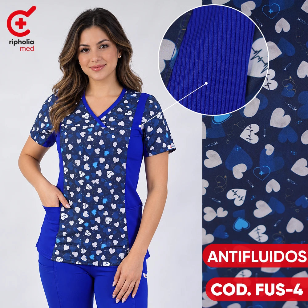 Delantal Estampado Antifluidos Azul Rey