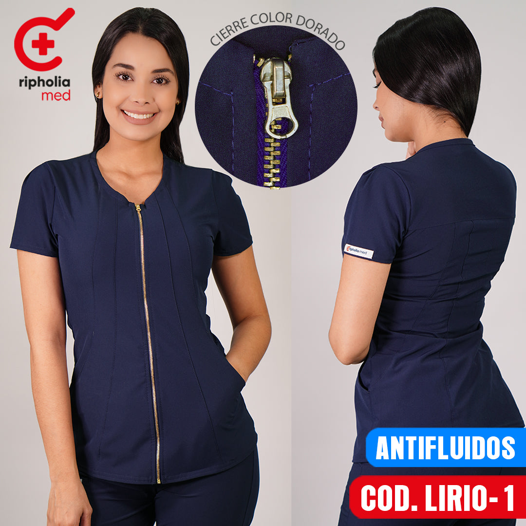 Delantal Antifluidos Lirio Azul Marino