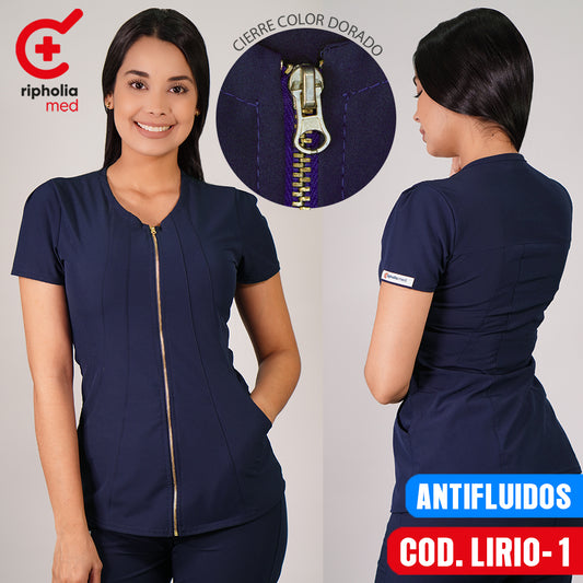 Delantal Antifluidos Lirio Azul Marino