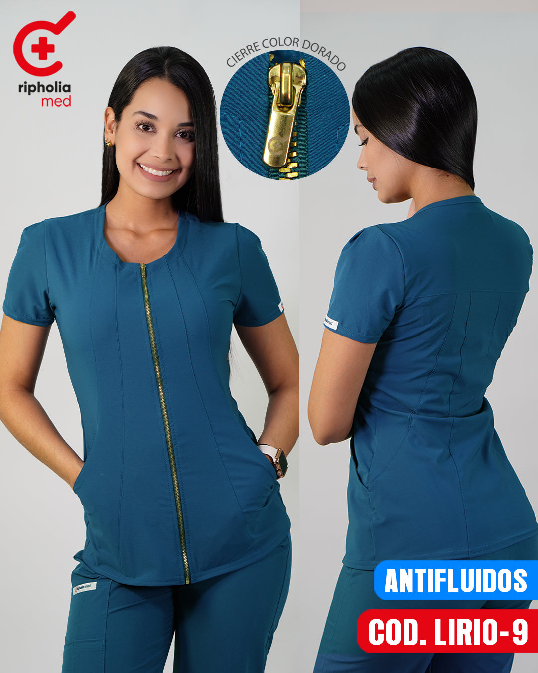 Delantal Antifluidos Lirio Verde Petróleo