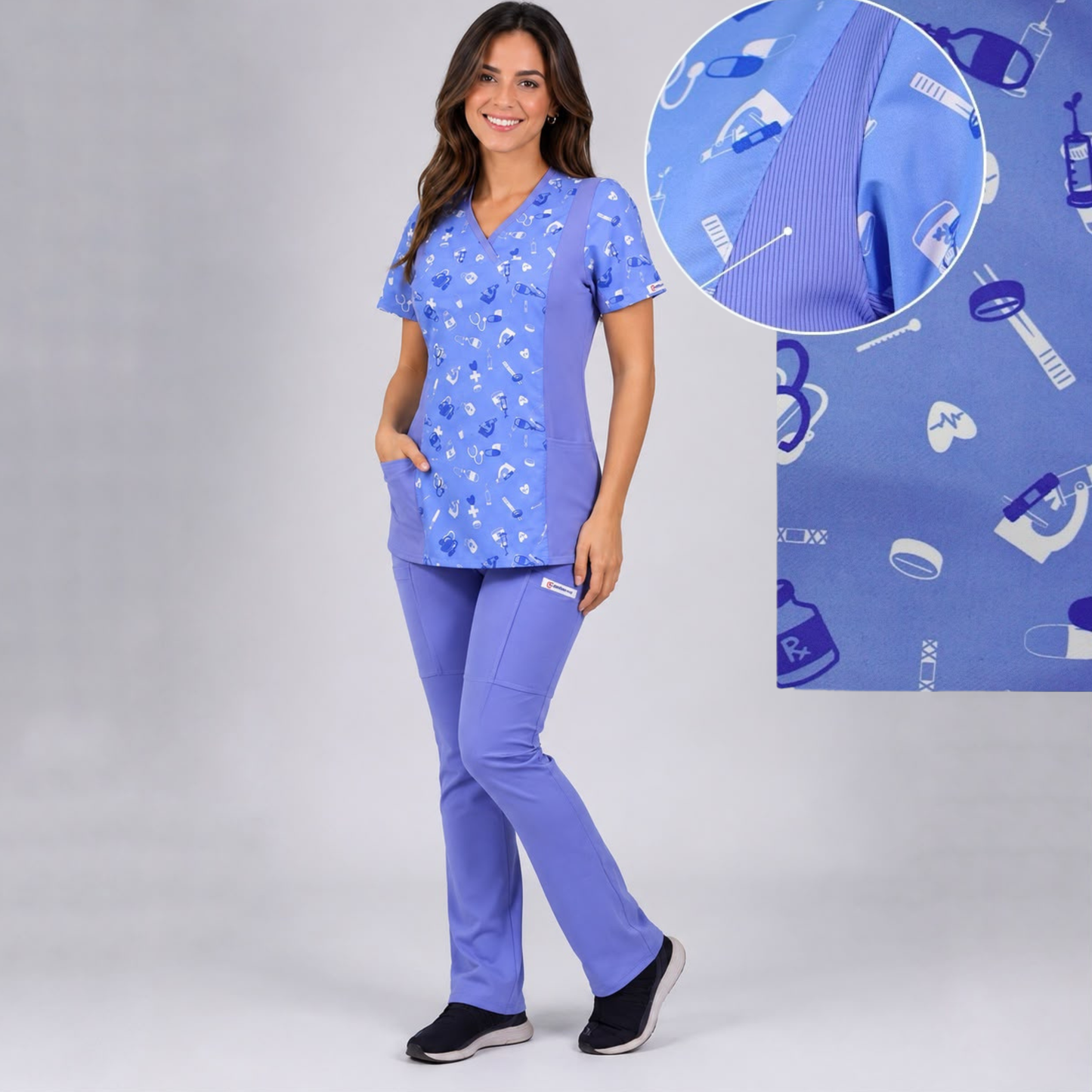 Delantal Estampado Antifluidos Celeste