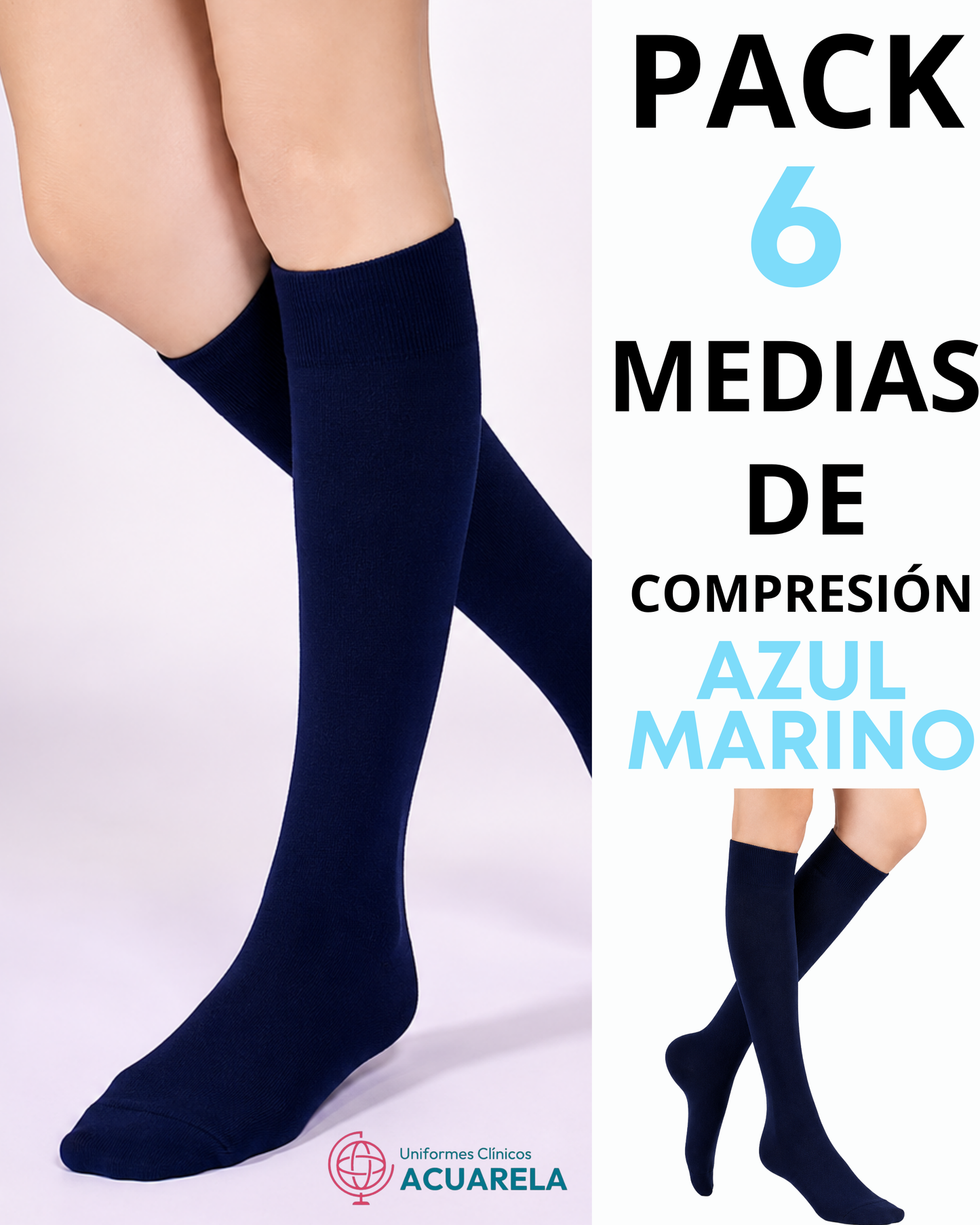Pack de Medias de Compresión 6 uds AZUL MARINO
