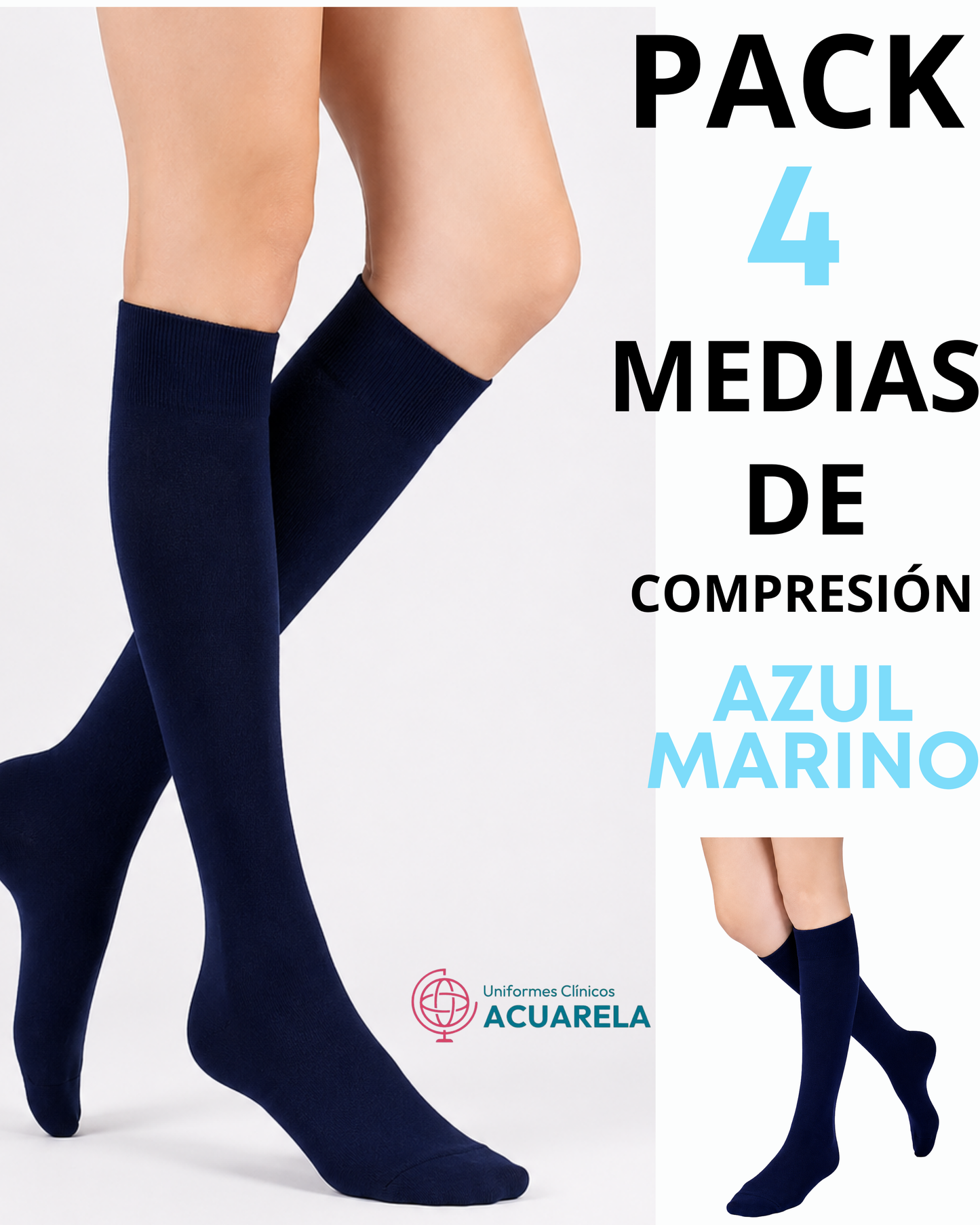 Pack de Medias de Compresión 4 uds AZUL MARINO