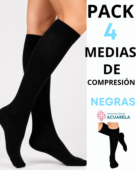Pack de Medias de Compresión 4 uds NEGRAS