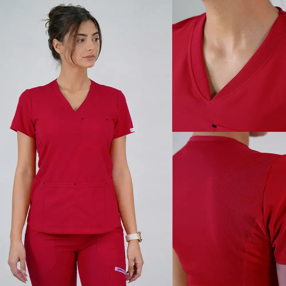 Delantal Antifluido Violeta Rojo