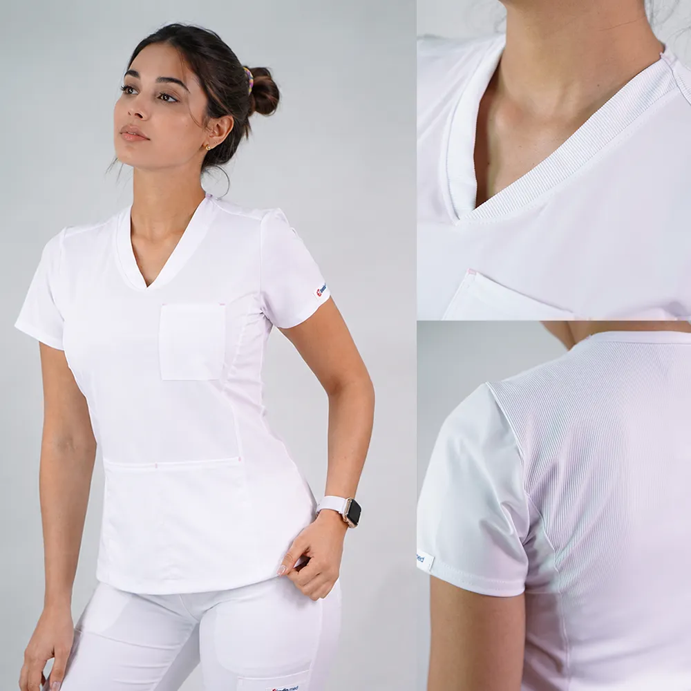 Delantal Antifluido Violeta Blanco